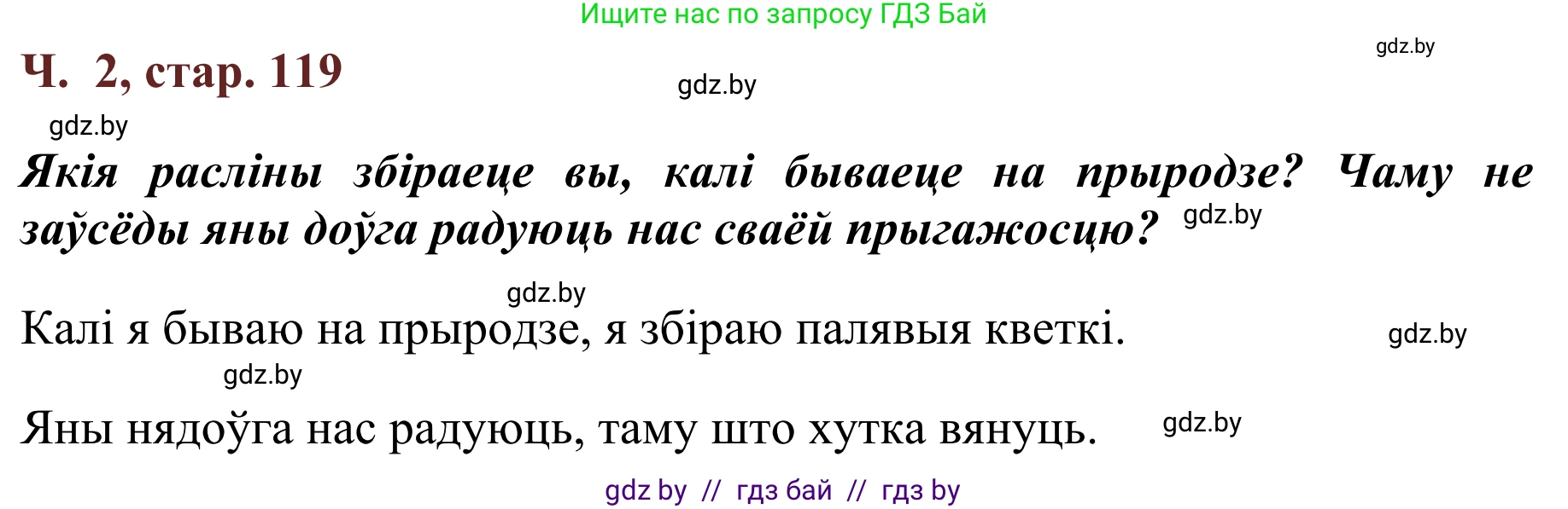 Літаратурнае чытанне, 2 класс Учебник, авторы: Антонава Надзея Уладзіславаўна, Буторына Ірына Аляксандраўна, Галяш Галіна Аксеньеўна, издательство Нацыянальны інстытут адукацыі, Минск, 2021, жёлтого цвета, Часть 2, страница 119, Решение